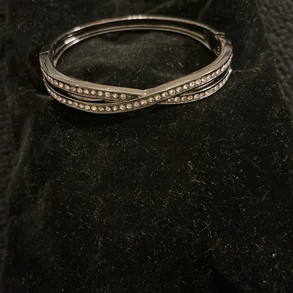 Dark silver tone hinged bracelet